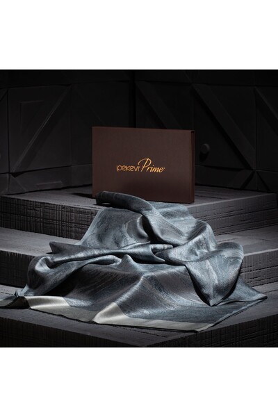 ipekevi شال حرير جاكار برايم فضي