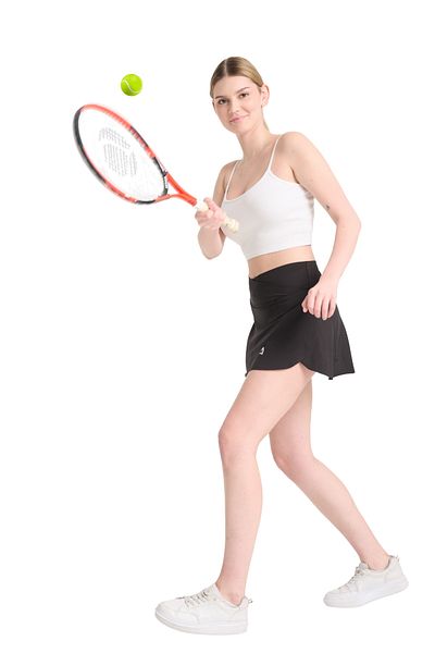 DOMİN SPOR Fusta neagră de tenis cu buzunar ultra elastic pentru femei - Adaugă stil antrenamentului tău cu fusta de tenis sportivă