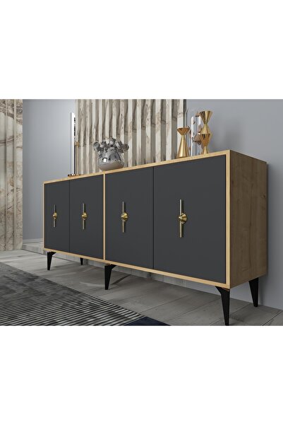 zerkaconcept Figür Konsol Tv Sehpası Çok Amaçlı Dolap Safirmeşe Antrasit 180 cm