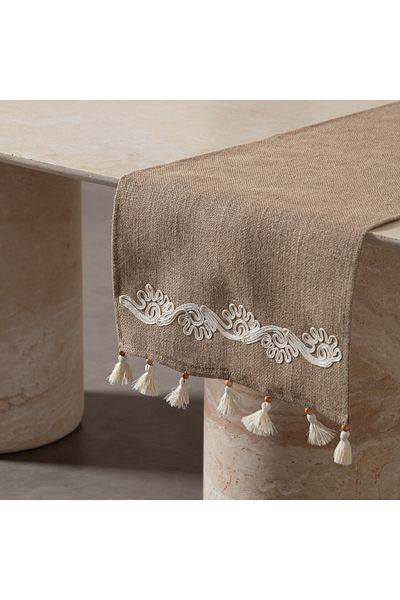 Mudo Home Jute Lase Embroidered Runner 45x130