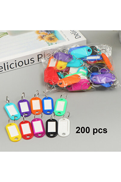 Choice1 سلسلة مفاتيح بلاستيكية ملونة عشوائية من 200 قطعة و100 قطعة مع نافذة ل...