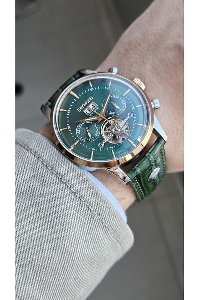 Raymond Rym-4123 Automatic Men's Wristwatch - Steel Case and Leather Cord - 2 Years Warranty