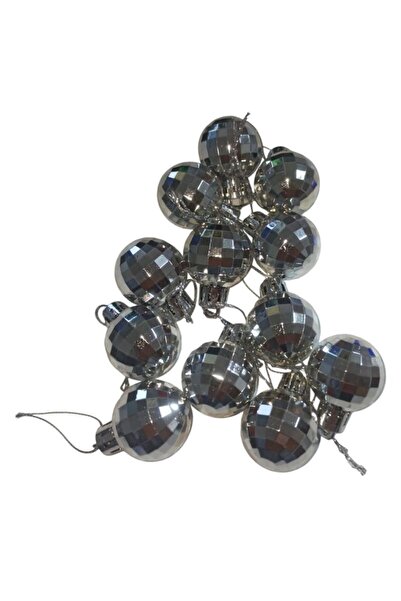 partidolu Plastic Crystal Disco Ball Shaped 3 cm Silver Color Christmas Tree ...