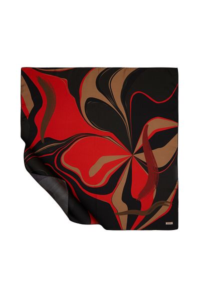 ipekevi Black Burgundy Lava Tivil Silk Scarf