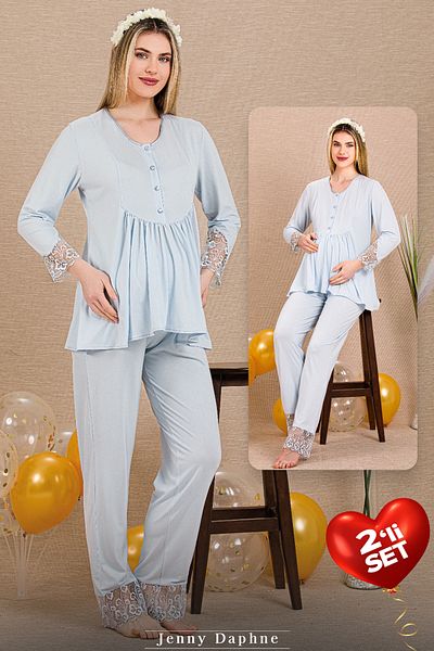 Jenny Daphne Set pijamale de maternitate din țesătură din viscoză 2 piese 33204