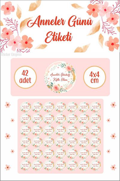 Sticker Ekspres Salmon Color Floral Mother's Day Sticker Waterproof Sticker