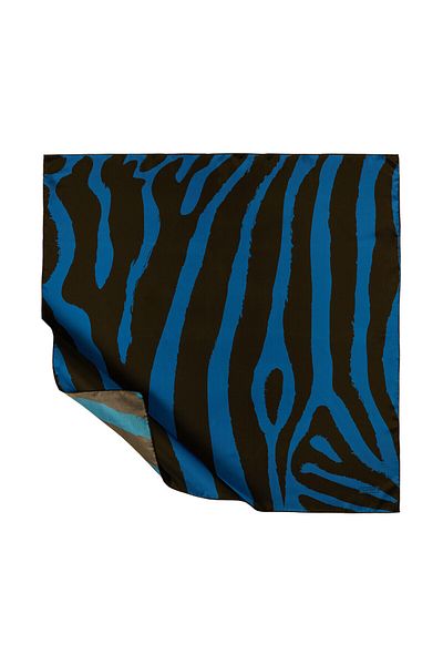 ipekevi Saks Blue Macro Zebra μοτίβο Tivil μεταξωτό φουλάρι