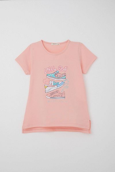 Breeze Girl's Tights Set Colorful Shoes Printed Age 5-10, Salmon