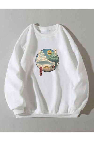 Sweetline Anime Toroto Sweatshirt - White Printed Oversize Winter Thick Cycling Yala