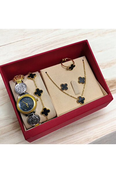 Rivoly طقم نسائي أنيق ستيل , يتكون من ساعة مقاومة للماء