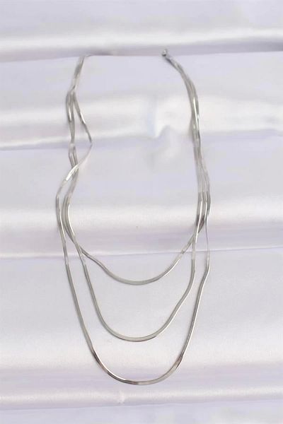 Clariss 316L Steel Silver Color Italian Chain Multiple Necklace