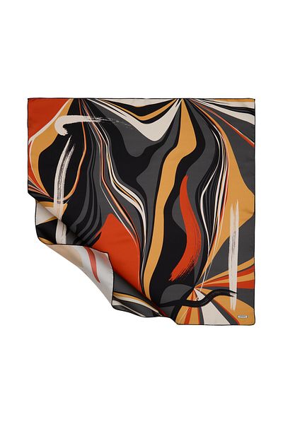 ipekevi Smoked Black Tundra Tivil Silk Scarf