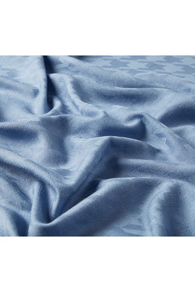 ipekevi Şal de mătase din lână cu model Baby Blue Houndstooth