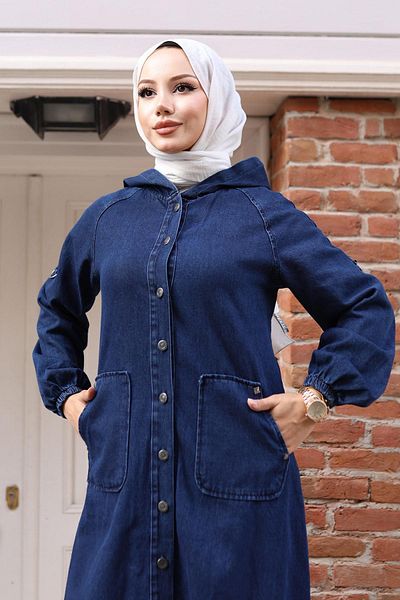 Modamihram Dark Blue Jeans Set - Tassel Detailed 19243