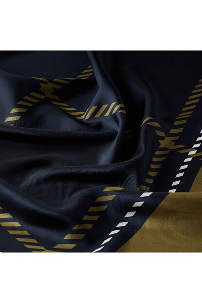 ipekevi Μοντέρνο καρό μεταξωτό μαντίλι Tivil Navy Blue Highlander
