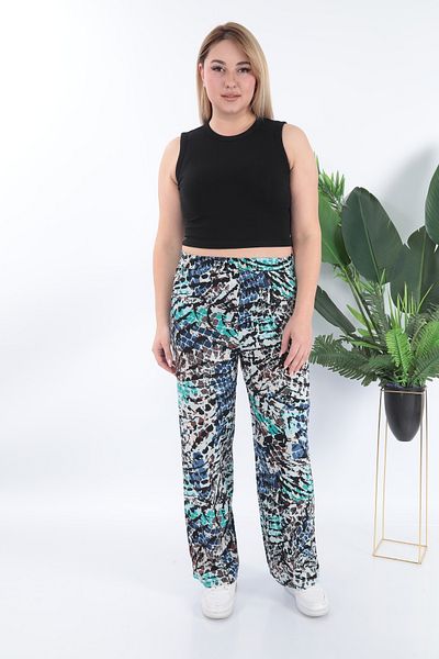 STELLETO Woven Viscose Patterned Flowy Wide Leg Summer Trousers