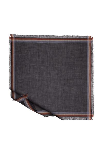 ipekevi Μάλλινο μεταξωτό μαντίλι με σχέδιο Anthracite Tartan