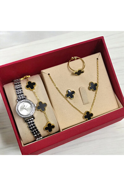 Rivoly طقم نسائي أنيق ستيل , يتكون من ساعة مقاومة للماء