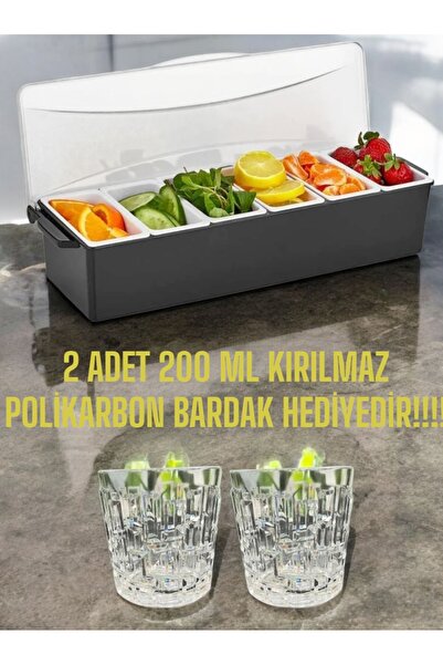 ZTF Global 6 GÖZLÜ SUNUMLUK,ÇEREZLİK,BAHARATLIK,KONTEYNIR BAR ( 2 ADET BARDAK...