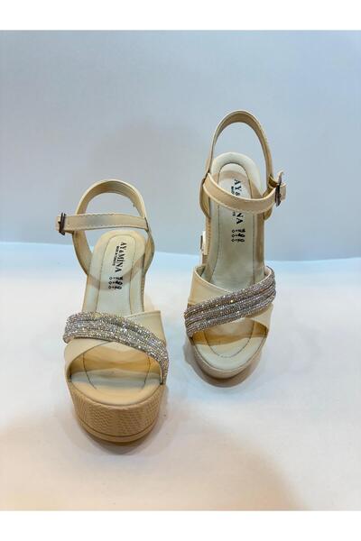 Rimex DOLGU TOPUKLU TAŞLI DÜZ KEMERLİ ŞIK SANDALET