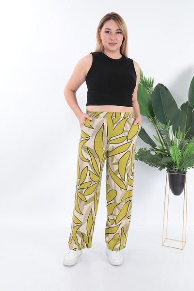 STELLETO Woven Viscose Patterned Flowy Wide Leg Summer Trousers