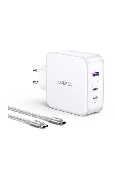 Ugreen Incarcator de retea Ugreen Nexode CD289 GaN USB-A/2xUSB-C 140W + USB-C - cablu USB-C 1,5 m - alb