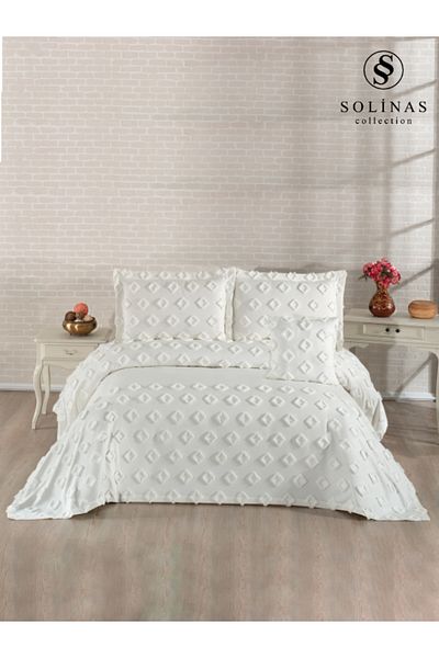 Solinas Collection Loya Cream Thin Panel Double Bedspread