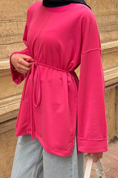 lamelif Ροζ καραμέλα ιδρώτα με λεπτομέρεια σχισμής