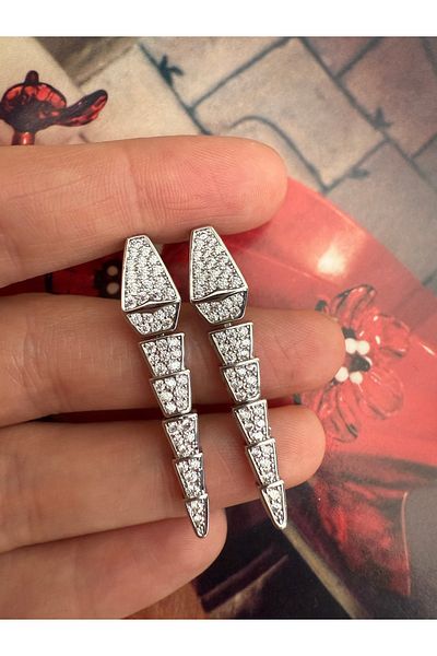 Pinery Jewels Vip Series - Pair of Snake Earrings with Zirconia Stones