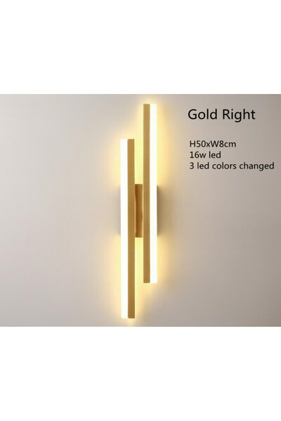 Choice 3 ألوان متغيرة ذهبية يمين مصباح حائط غرفة النوم LED شمعدانات حائطية أنبوب خط نحاسي عاكس مصباح أكريليك في