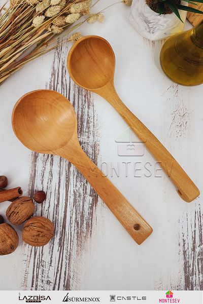 MONTESEV Wooden Wooden Kitchen Spoon Set 2 Pieces Beech, Boxwood and Bamboo Wood Spoon