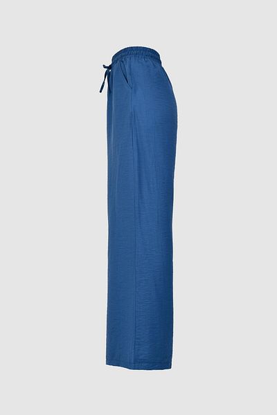 birizmoda Pantaloni de vară albaștri cu talie înaltă și picioare largi