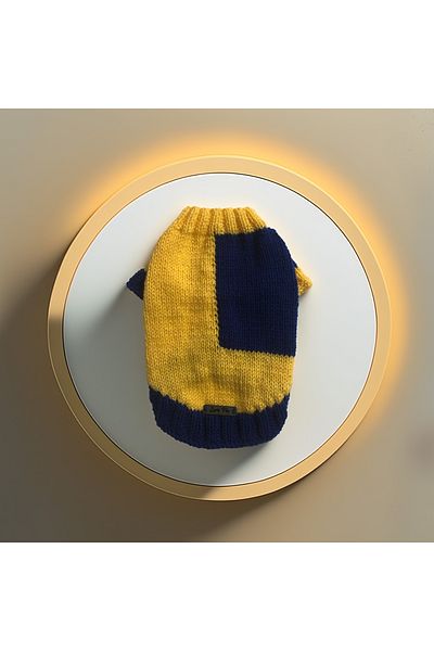 Lady Fify Yellow Navy Blue Fan Sweater for Cat and Dog