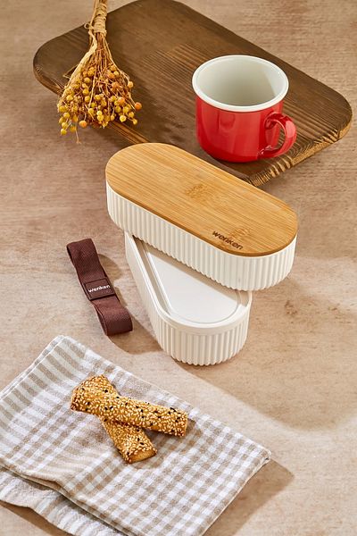GİLLİ STORE 500ml Wooden Lid Lunch Box 2 Storage Containers