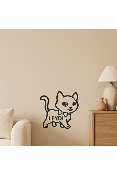 softclass İSME ÖZEL Kedi Duvar Dekorasyon Ürünü 40X37 Kedi süsü Dekoru Kişisel Ürün