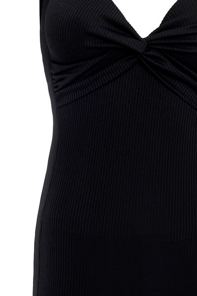 AQUAVİVA Aquaviva Women's Black Ribbed Violet Knotted Swimsuit