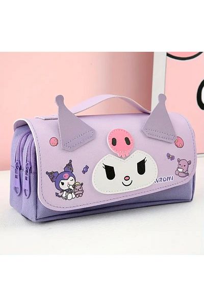 purple dragon Kuromi Pen Holder, 2 Compartment Quality School Pencil Case