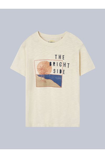 LOSAN Boy's Ecru Printed Tshirt for 2-7 Years
