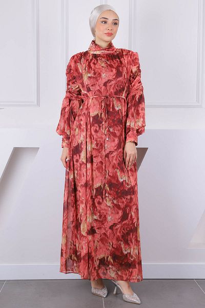 İmajButik Φόρεμα σιφόν με μανίκια με μανίκια