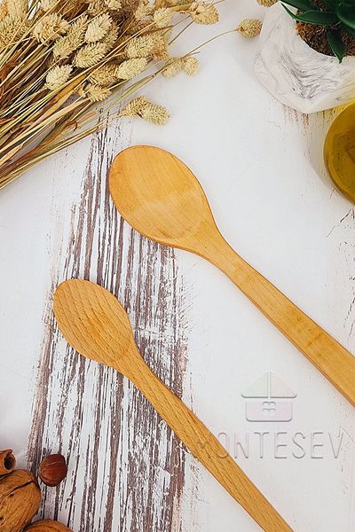 MONTESEV Wooden Wooden Kitchen Spoon Set 2 Pieces Beech, Boxwood and Bamboo Wood Spoon