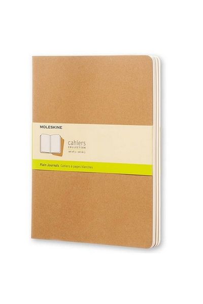 Moleskine Caiet simplu bej Cahier, 3 bucăți, dimensiune XL, cu copertă din carton