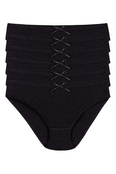 YILDIZ Cotton Heart Ribbed Bikini Panties 6 Pack Black Star Kod3578