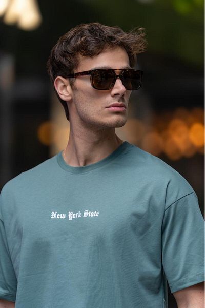 Decas Water Green Oversize βαμβακερό μπλουζάκι - Crew Neck TONGS