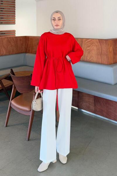 lamelif Red Slit Sweat