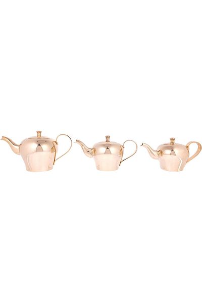 ALSAIF 3-piece set of practical teapots, heat-resistant, golden color