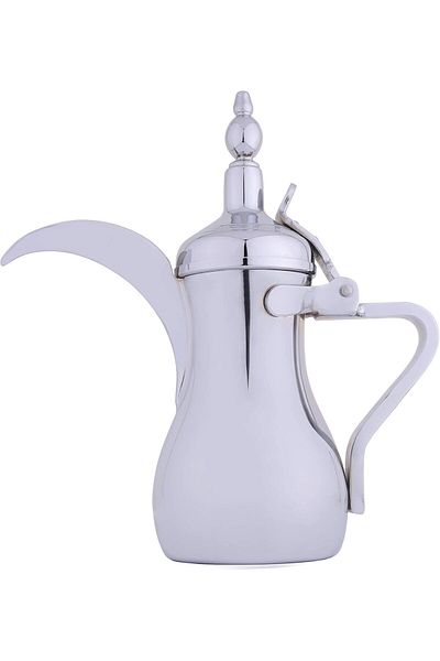 ALSAIF Dallah from Saif, size 32 oz., ideal for preparing and serving Arabic coffee, chrome color.