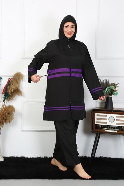 Akbeniz Plus Size Hijab Swimsuit 60-62-64-66 Size Black 55015