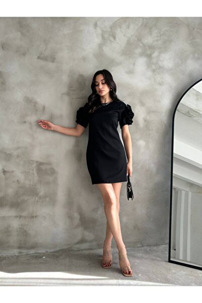 Cistern İstanbul Γυναικείο κοντό φόρεμα με μαύρο ροζ ώμου