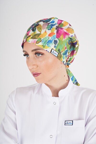 Nur Medikal Giyim Yeşil Yapraklı Tesettür Doktor Hemşire Hastane Aşçı Medikal...