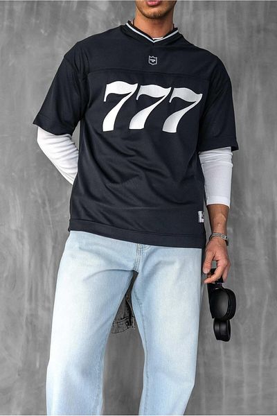 ablukaonline Men's Oversize Fabric T-Shirt Print 777